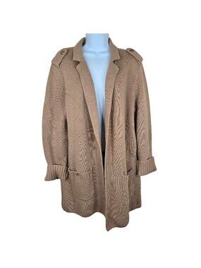NEW Talbots Womens L Tan Open Front Knit Cardigan Sweater